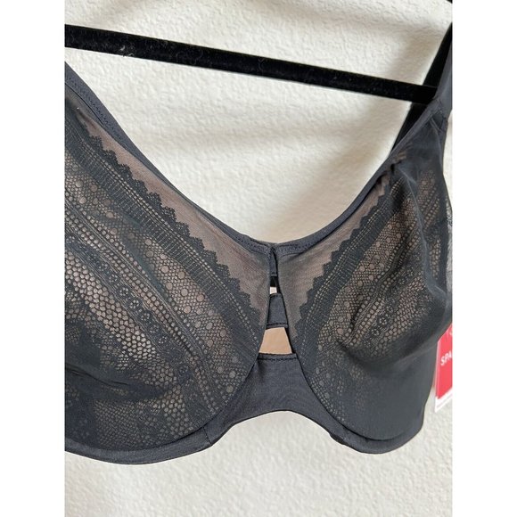 NWT Spanx Low Profile Illusion Lace Minimizer Bra Size 34G Black Champagne - Picture 3 of 11